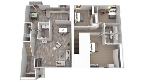 a floor plan of two bedroom apartment with two bathrooms and a balcony
